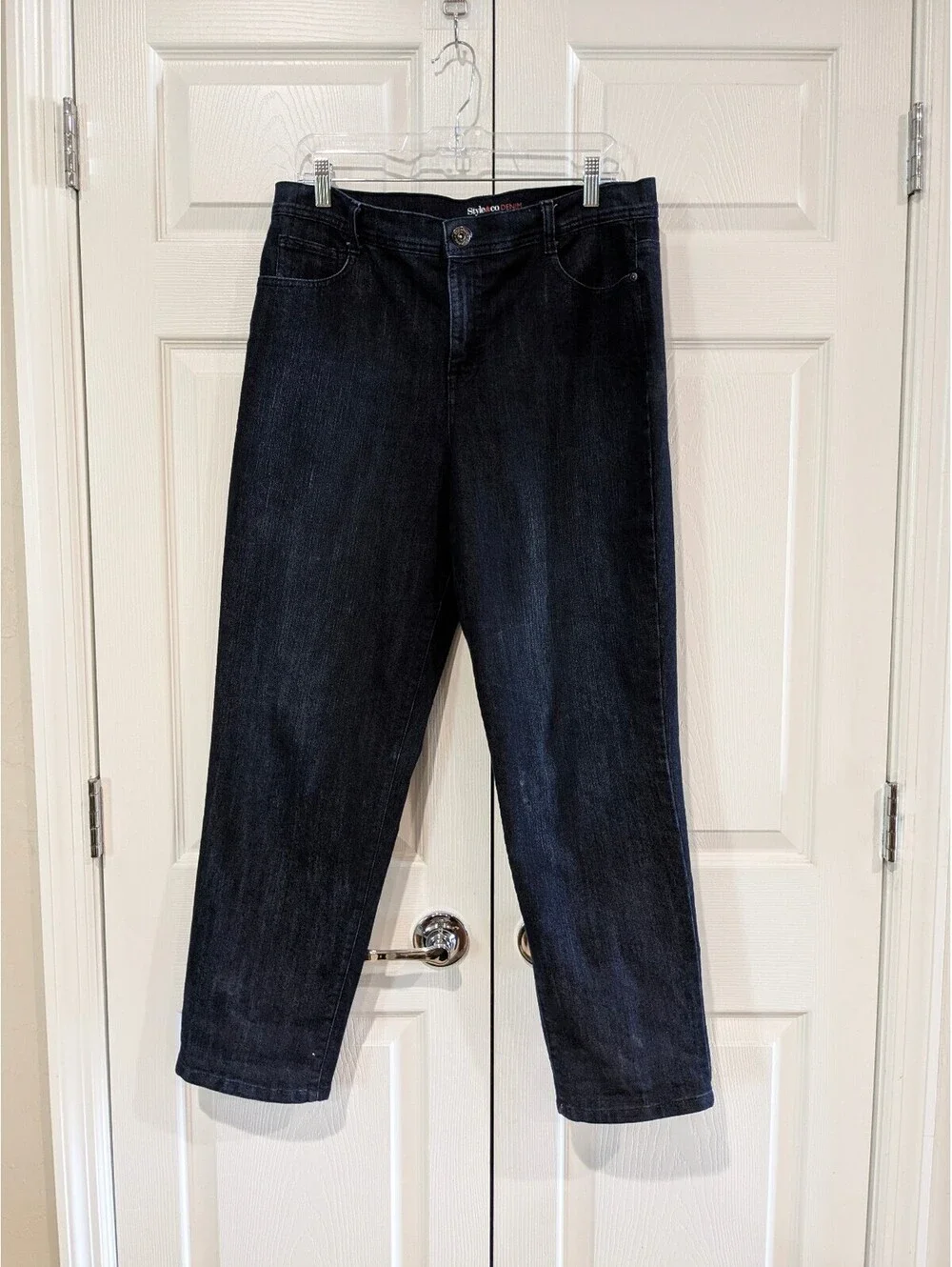 Style & Co Women's Slim Leg Jeans, Dark Blue, Size 14S, Stretch Denim, 5 Pocket - Picture 2 of 13